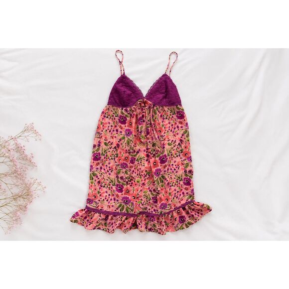 Ambrielle Other - Y2K Floral Lace Chemise Slip Dress Nightgown Pink Purple | Small | NWOT